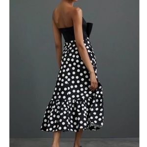 Anthropologie Hutch Polka Dot Maxi Bow Tie Dress Sz 6